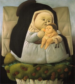 don ramon satue Painting - Madonna with Child Fernando Botero